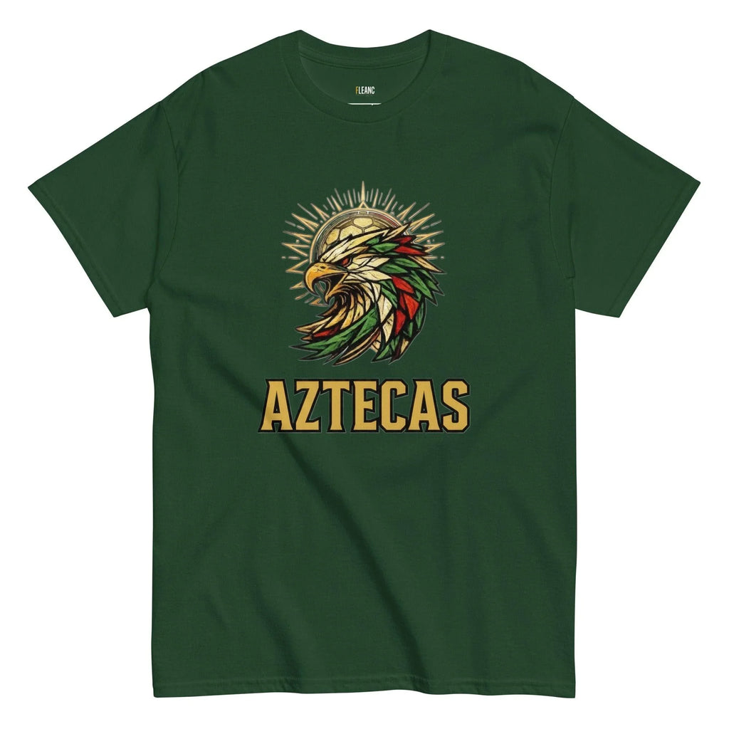 Green Aztecas t-shirt with eagle and soccer ball design, football fan apparel